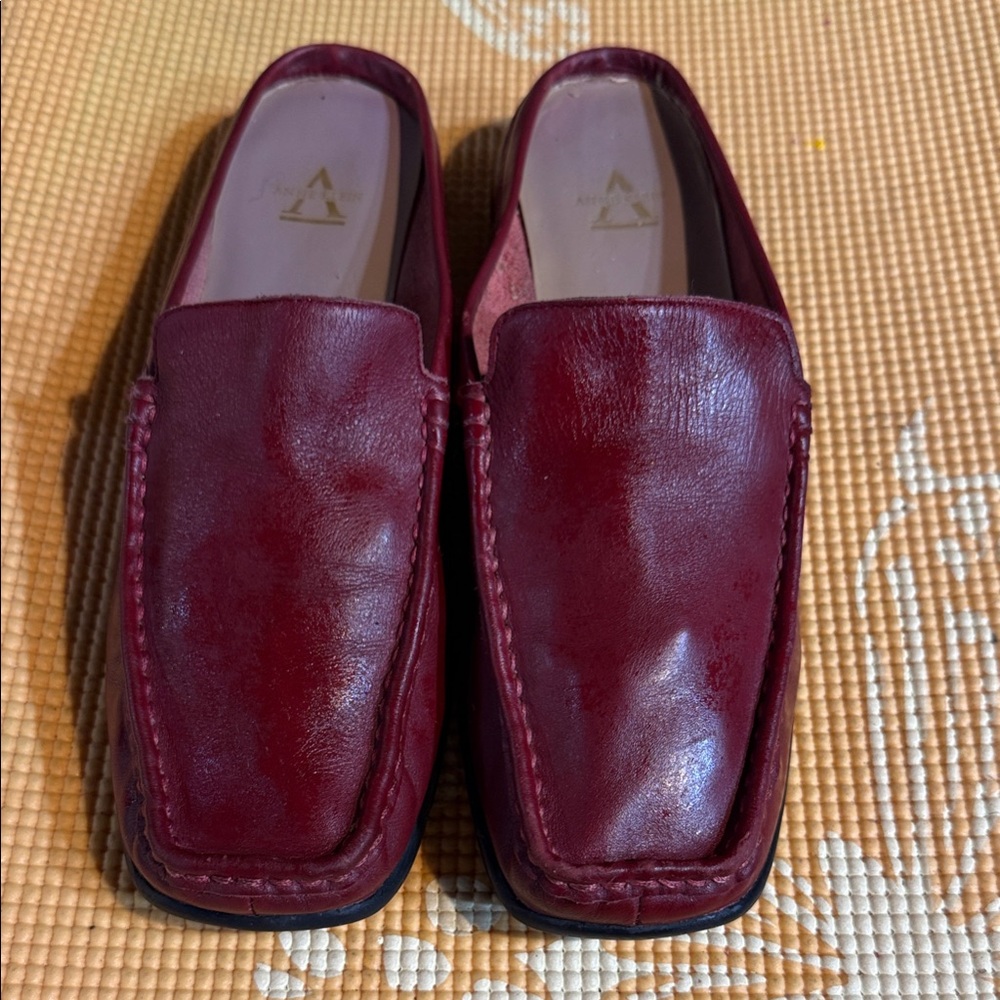 Anne Klein Burgundy Leather Loafers
